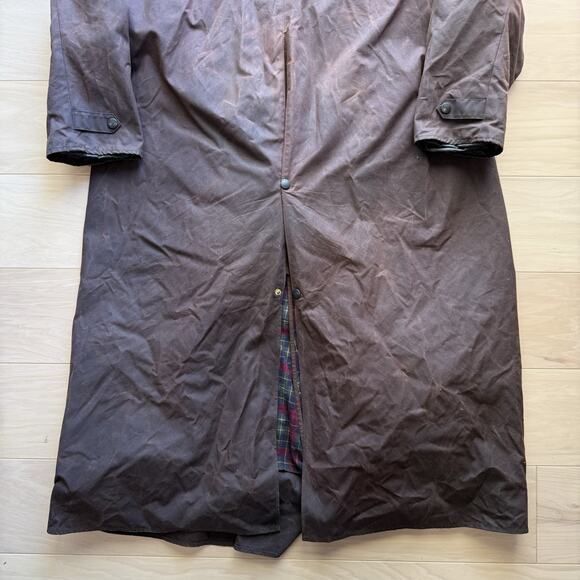 Barbour Backhouse Waxed Coat 2XL Brown Long Trench Riding Wax Heavy Outerwear - Picture 9 of 11